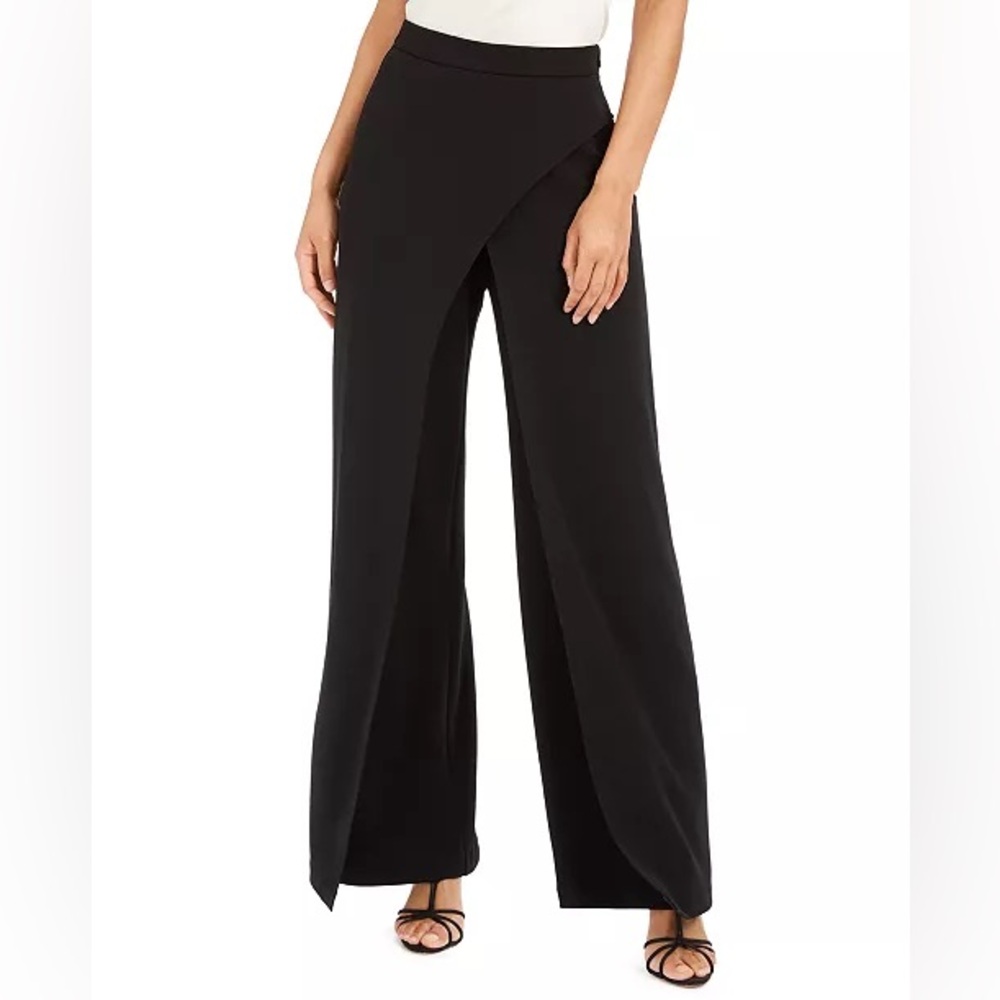 Adrianna‎ Papell Crepe Draped-Front Wide-Leg Pants Sz 14